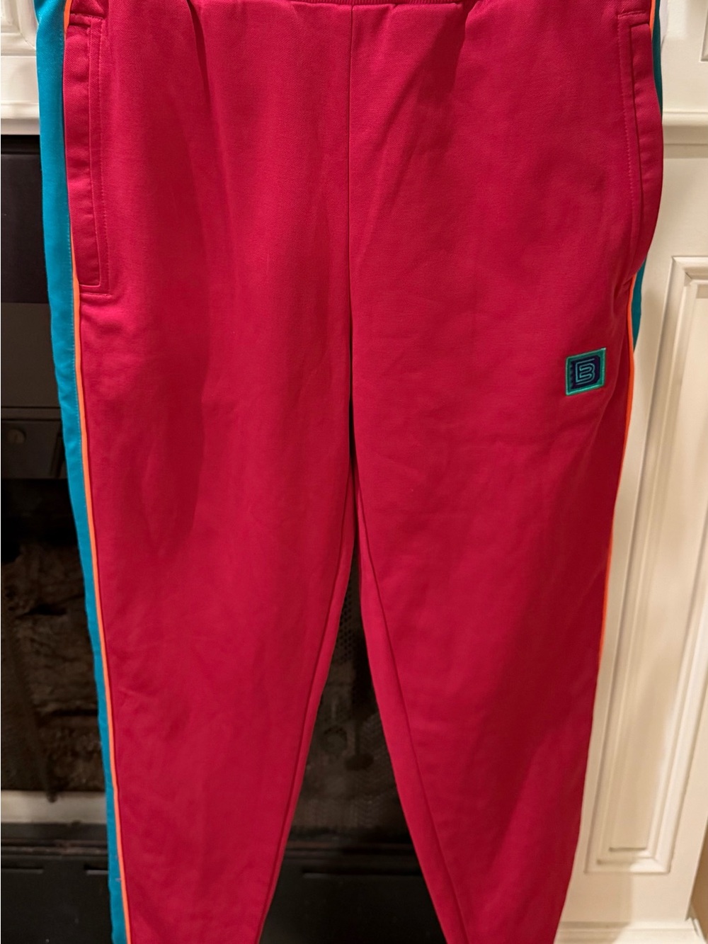 Men's Magenta Joggers with Teal Side Stripe